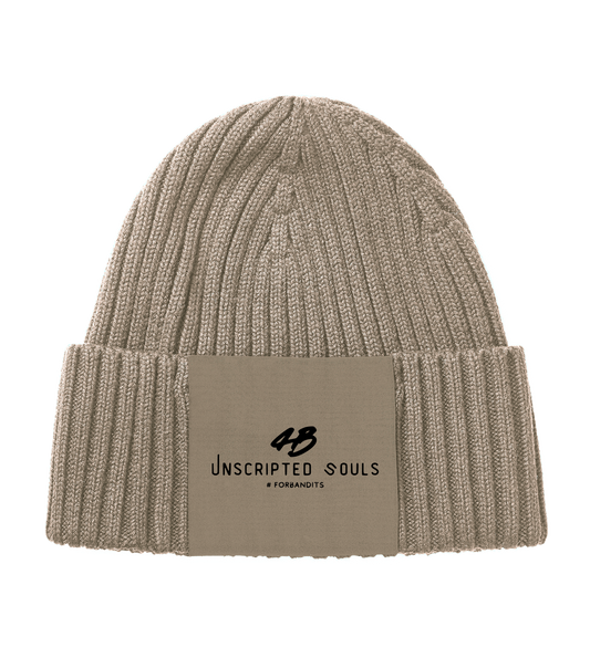 Unscripted Souls # Knitted Beanie + Black Logo